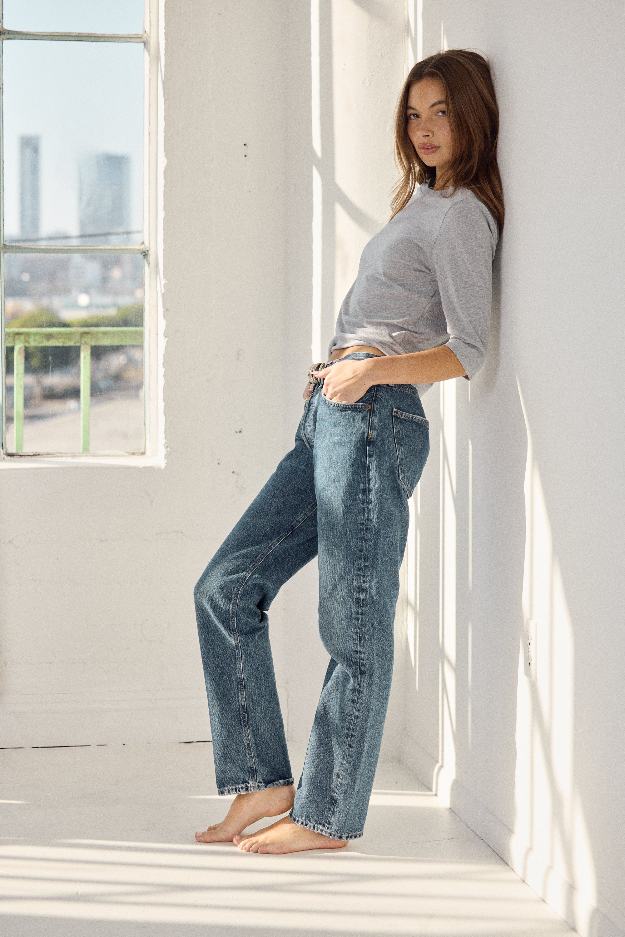 SANTA MONICA MITERED BK ELBOW LENGTH TEE
