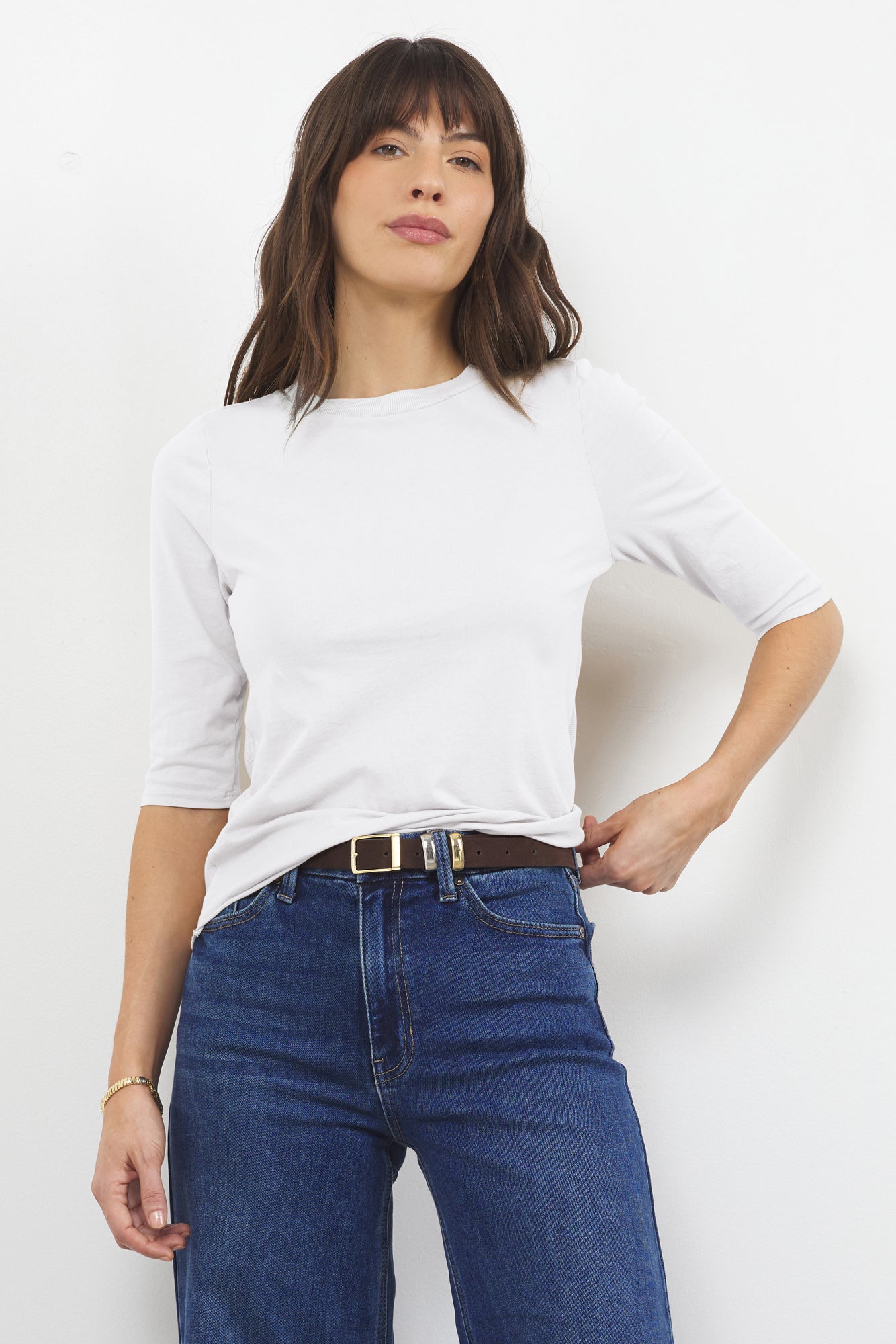 SANTA MONICA MITERED BK ELBOW LENGTH TEE