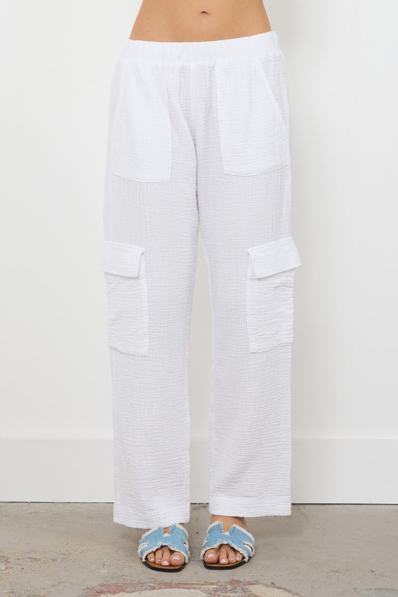ZOEY WIDE LEG GAUZE CARGO PANT - FINAL SALE