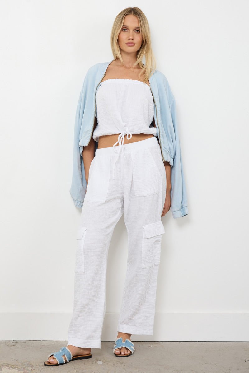 ZOEY WIDE LEG GAUZE CARGO PANT - FINAL SALE
