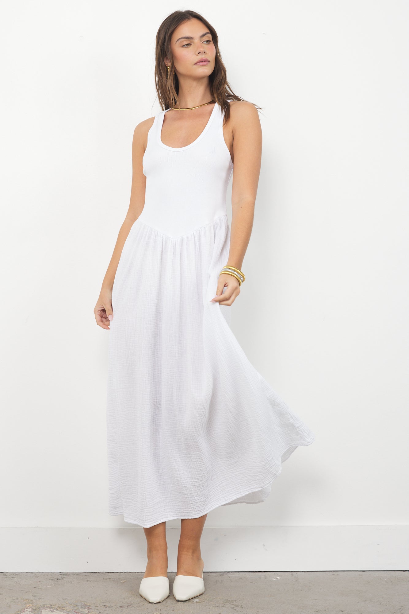 OLIVIA GAUZE SCOOP NECK DRESS