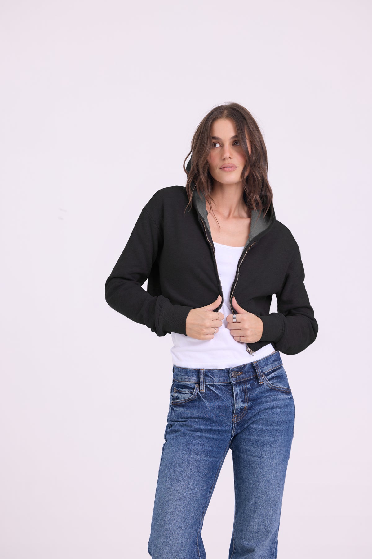 ZIP UP CROP HOODIE