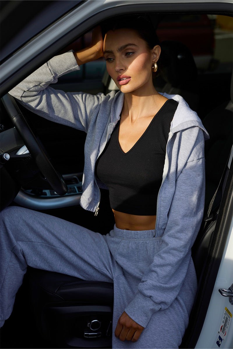 ZIP UP CROP HOODIE - FINAL SALE