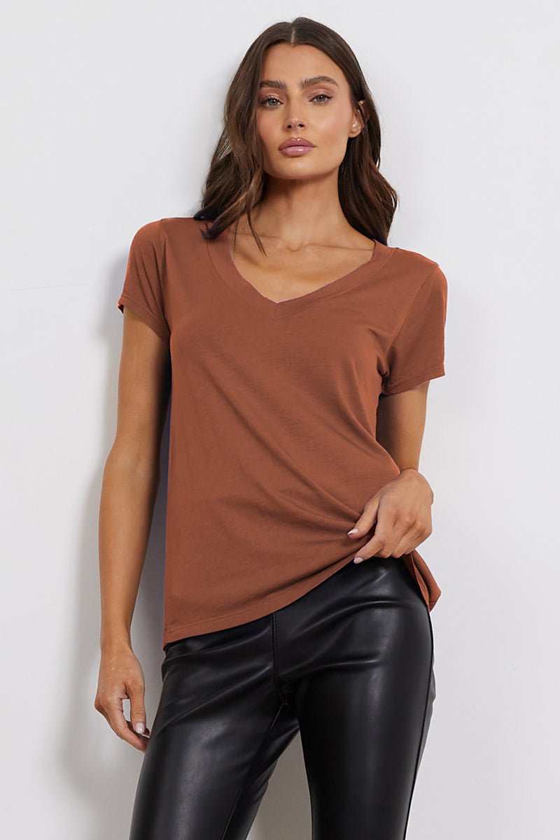 Low v neck t shirt hotsell