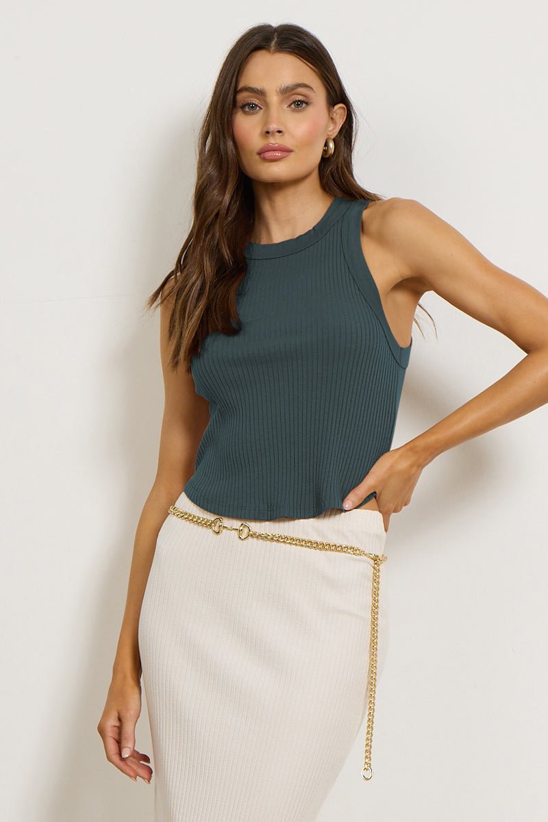 PARADISE CROP SOFT RIB TANK - FINAL SALE