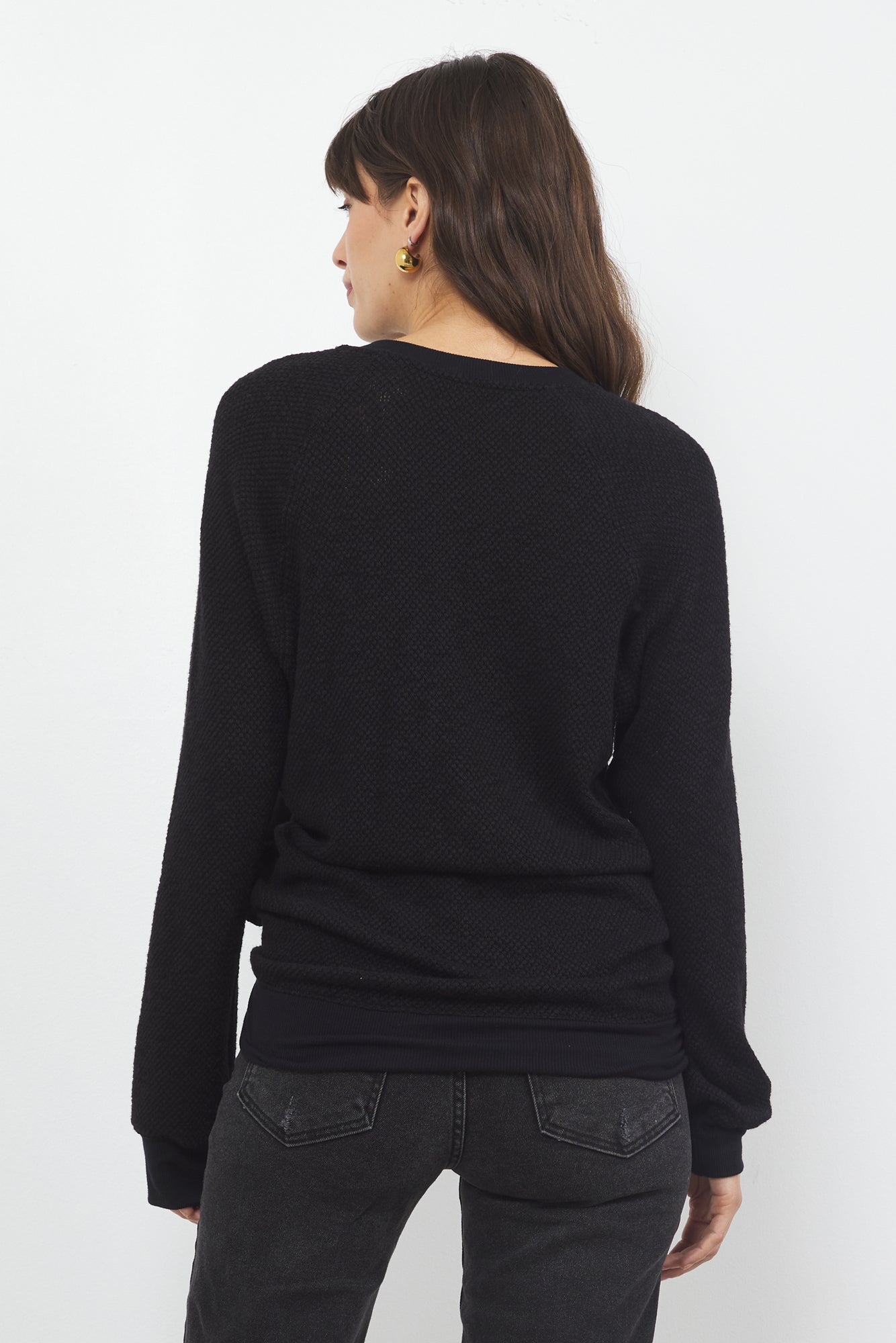 ELOISE V NECK VEGAN LEATHER TOP