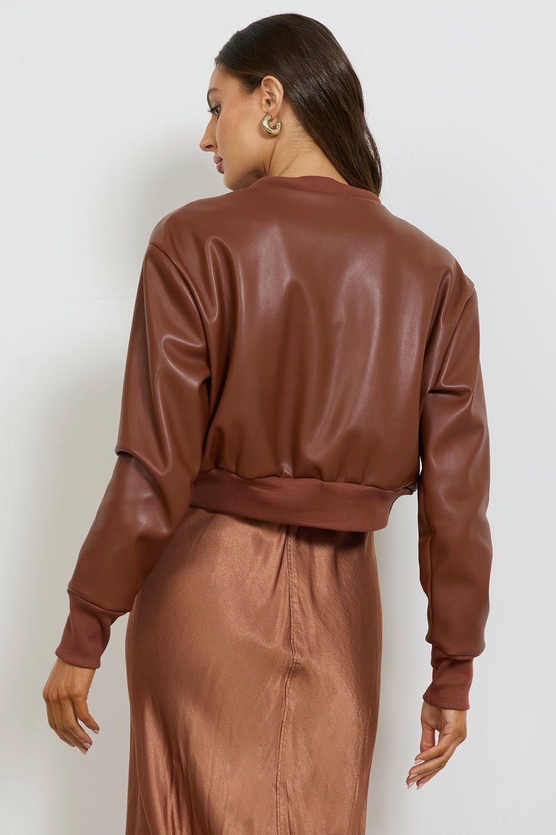 THE EIGHTIES VEGAN LEATHER BOMBER JACKET - FINAL SALE