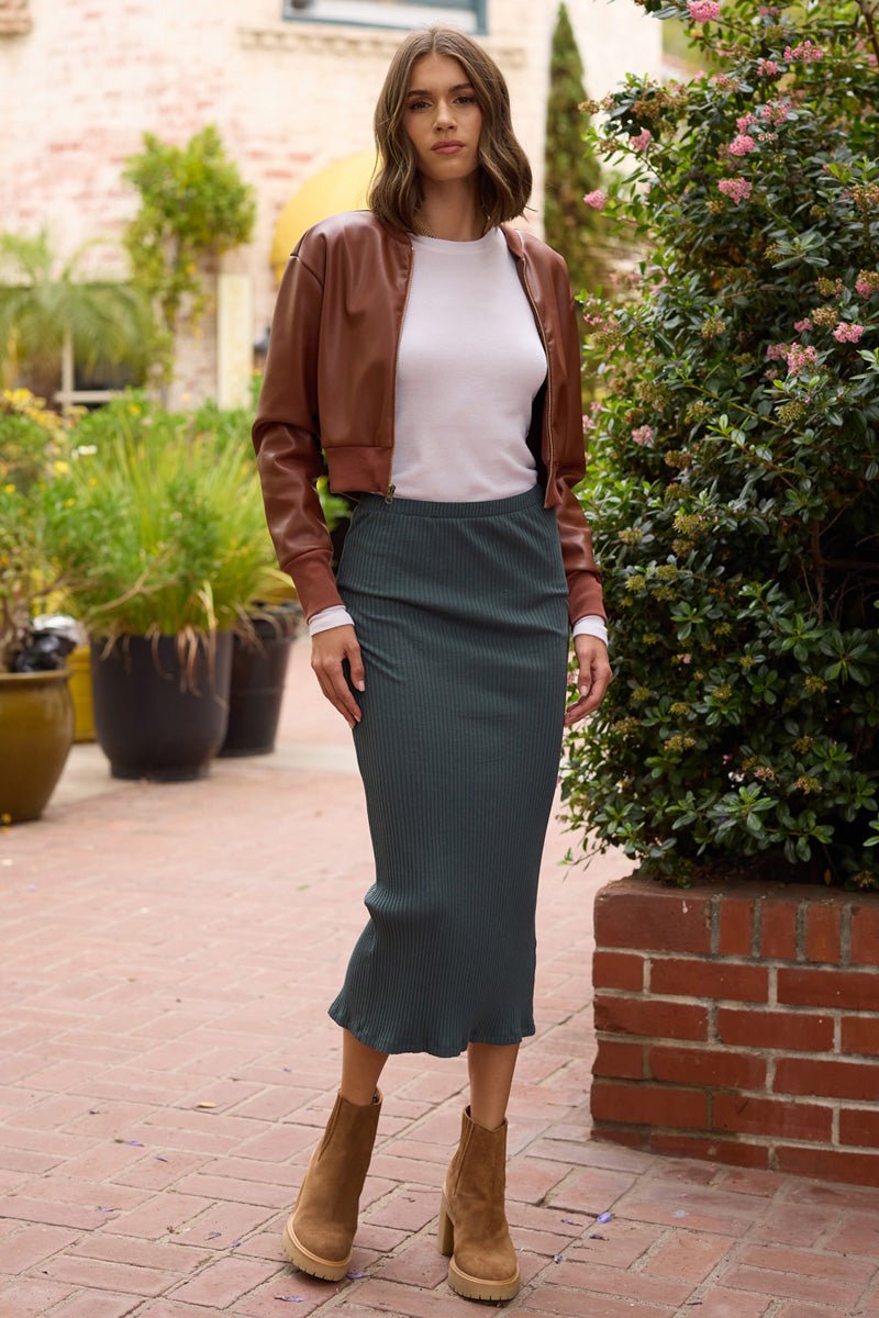 THE EIGHTIES VEGAN LEATHER BOMBER JACKET - FINAL SALE