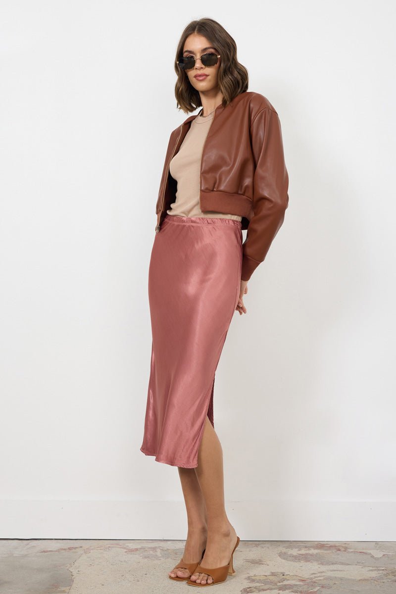 THE EIGHTIES VEGAN LEATHER BOMBER JACKET - FINAL SALE