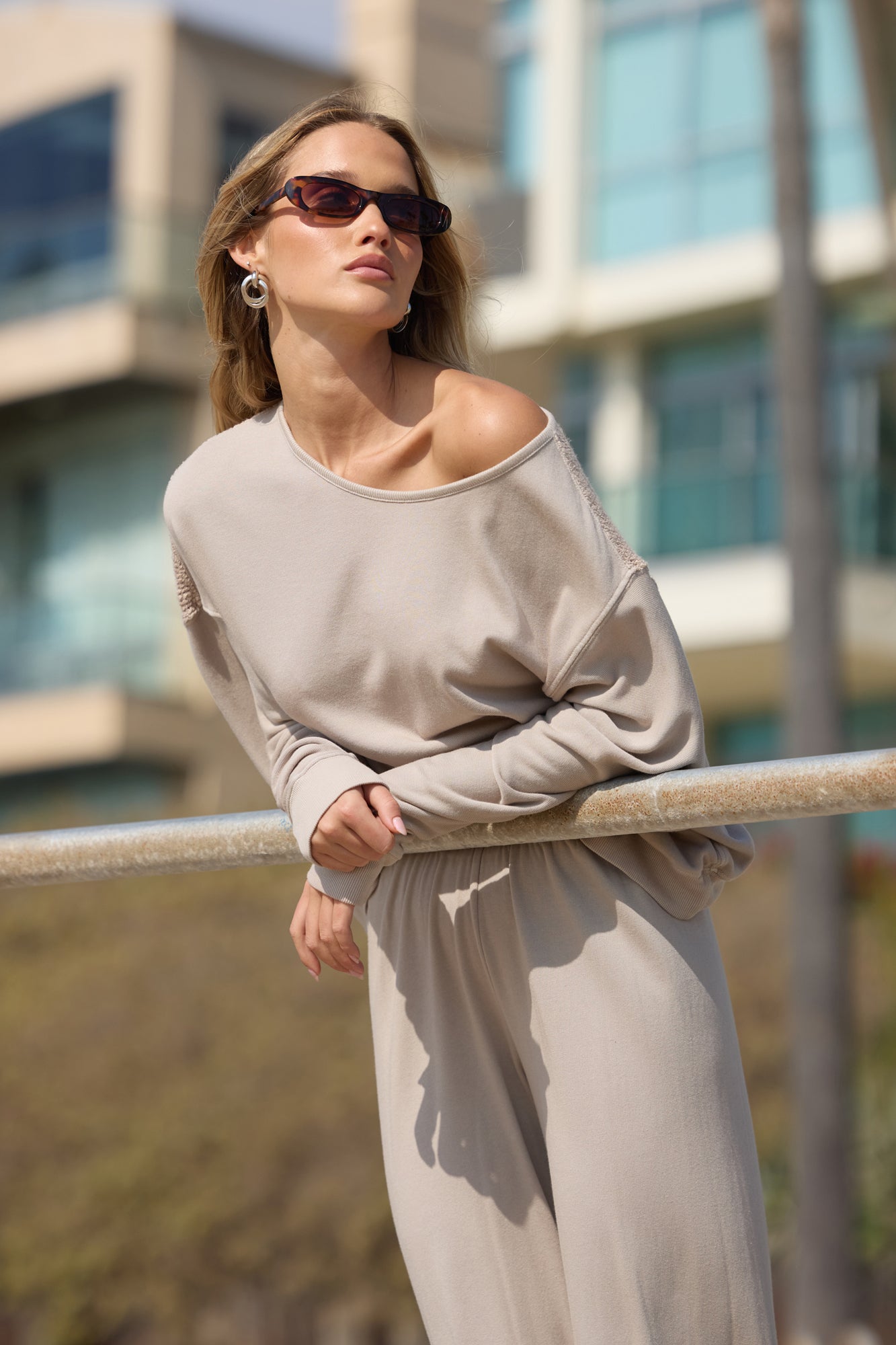 MAGGIE OFF SHOULDER MESH BACK PULLOVER - FINAL SALE