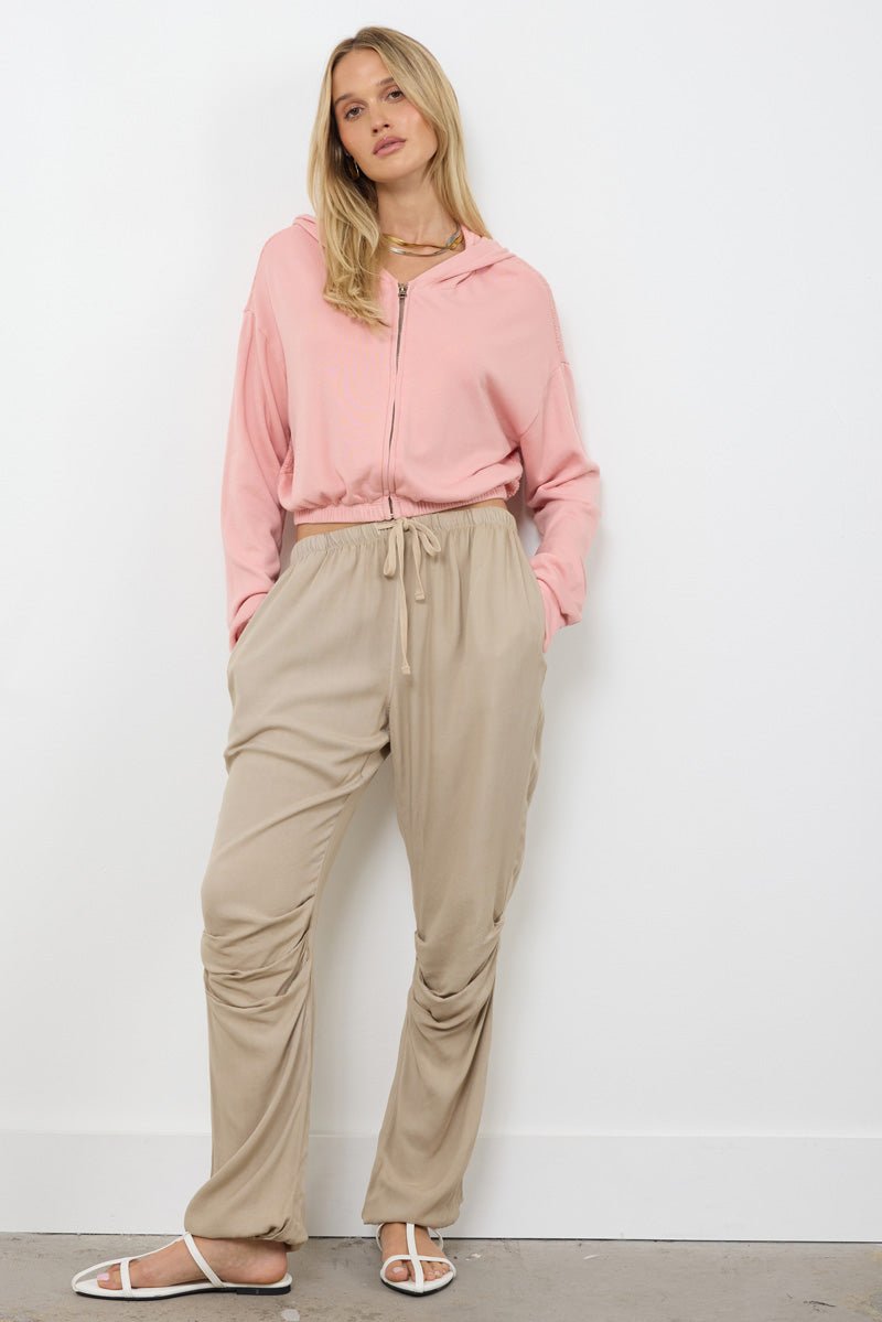 DAHLIA ZIP UP MESH BACK CROP HOODIE - FINAL SALE
