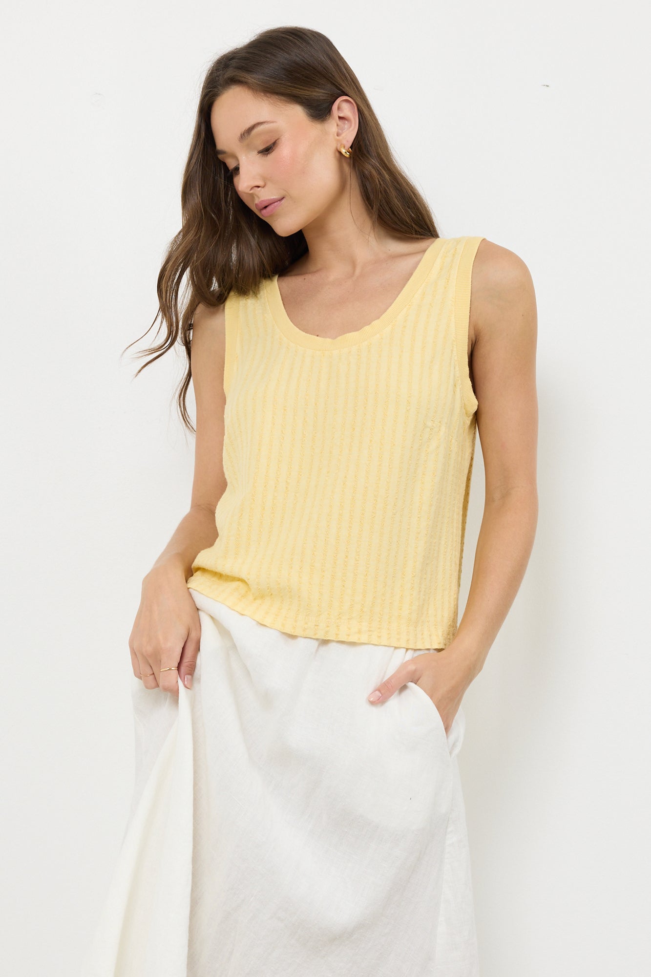 NEW STRIPE LINEN TANK