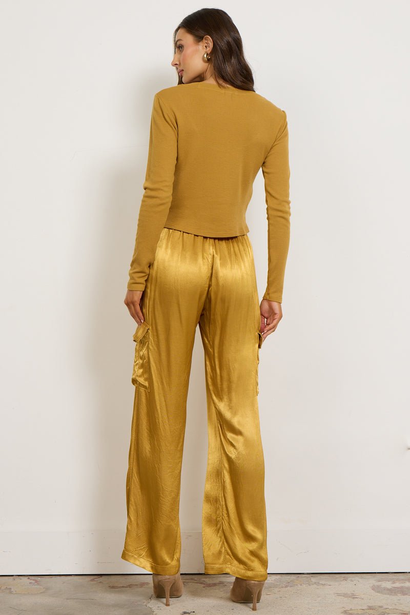 WIDE SILKY CARGO LONG PANT - FINAL SALE