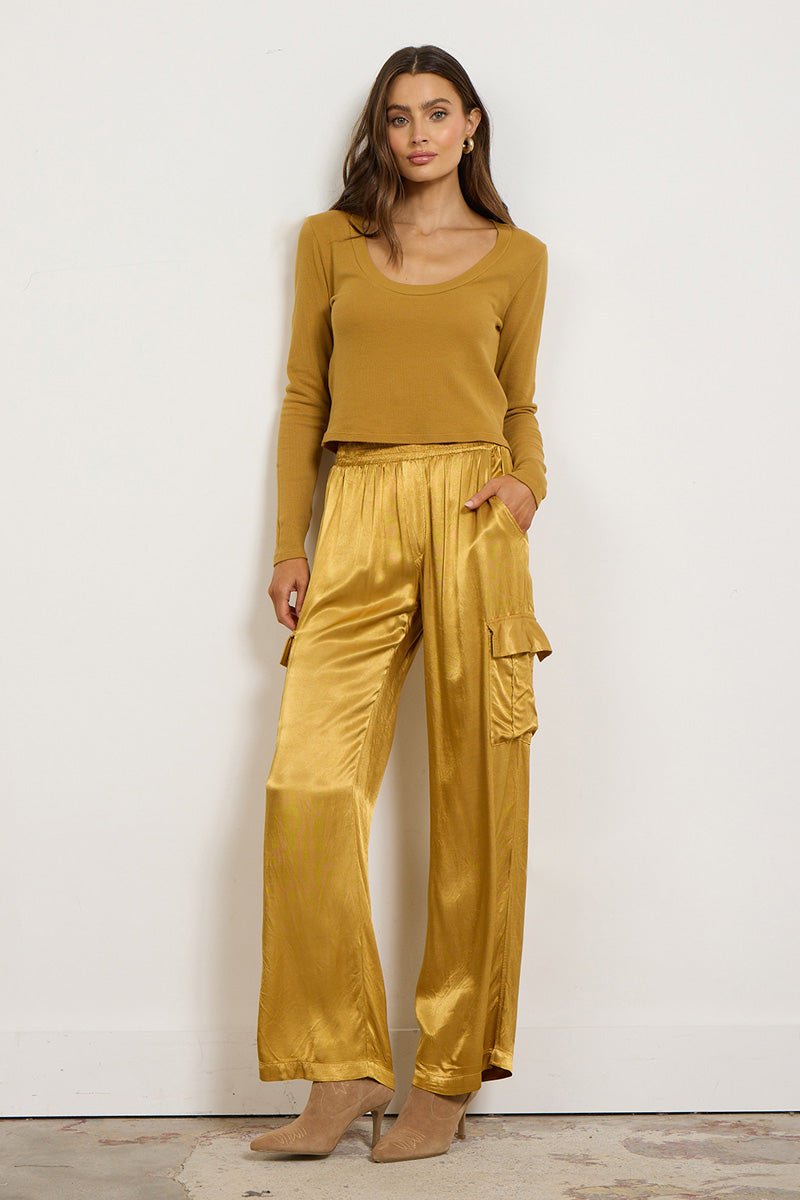 WIDE SILKY CARGO LONG PANT - FINAL SALE