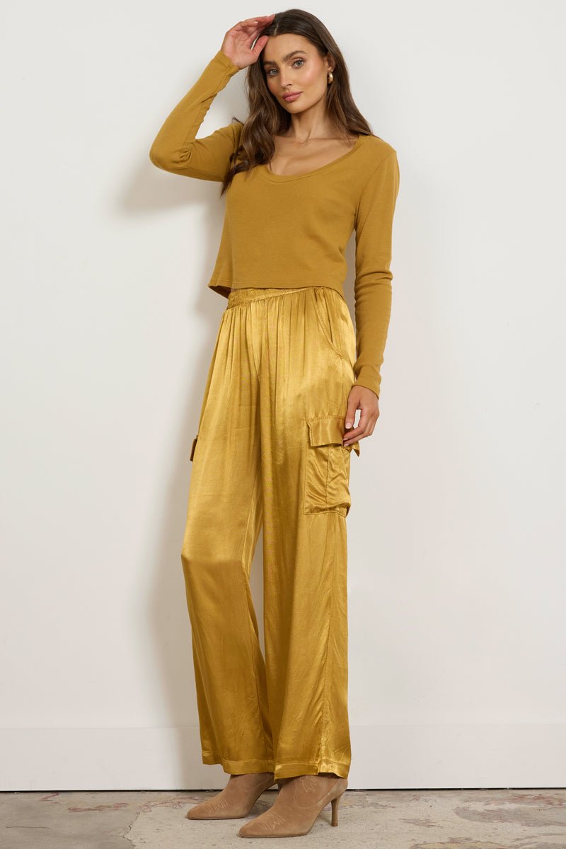 WIDE SILKY CARGO LONG PANT - FINAL SALE