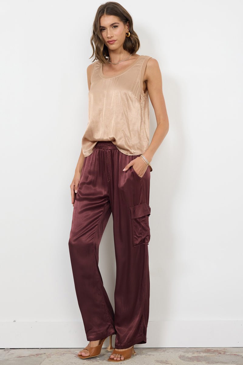 WIDE SILKY CARGO LONG PANT - FINAL SALE