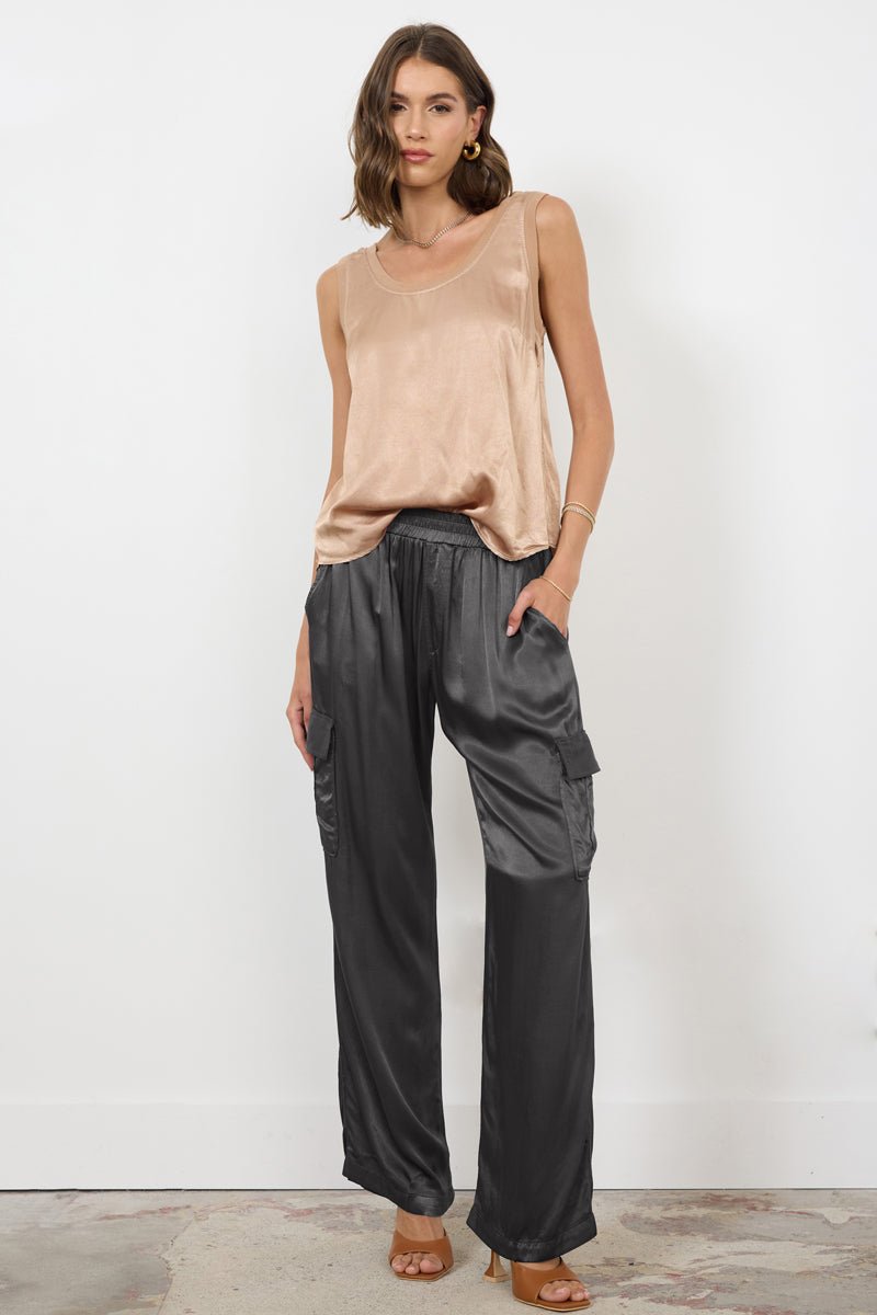 WIDE SILKY CARGO LONG PANT - FINAL SALE