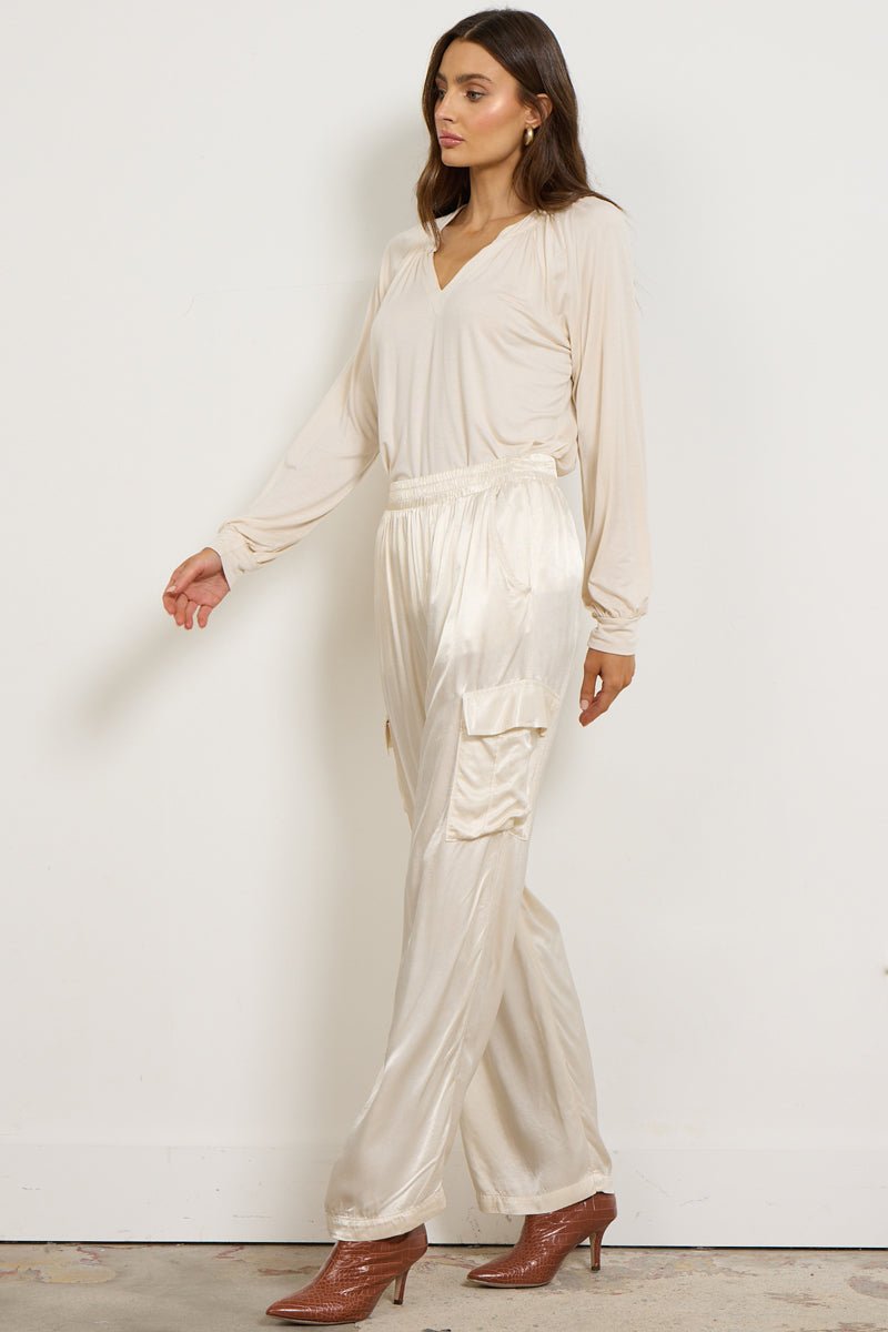WIDE SILKY CARGO LONG PANT - FINAL SALE