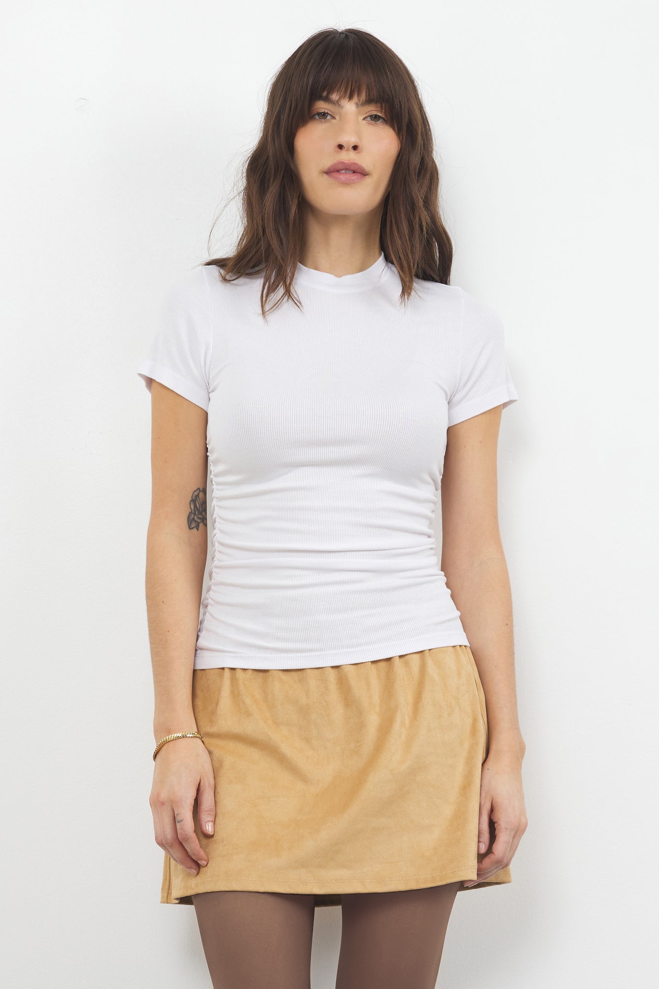 MILLIE SIDE SHIRRING RIB TEE