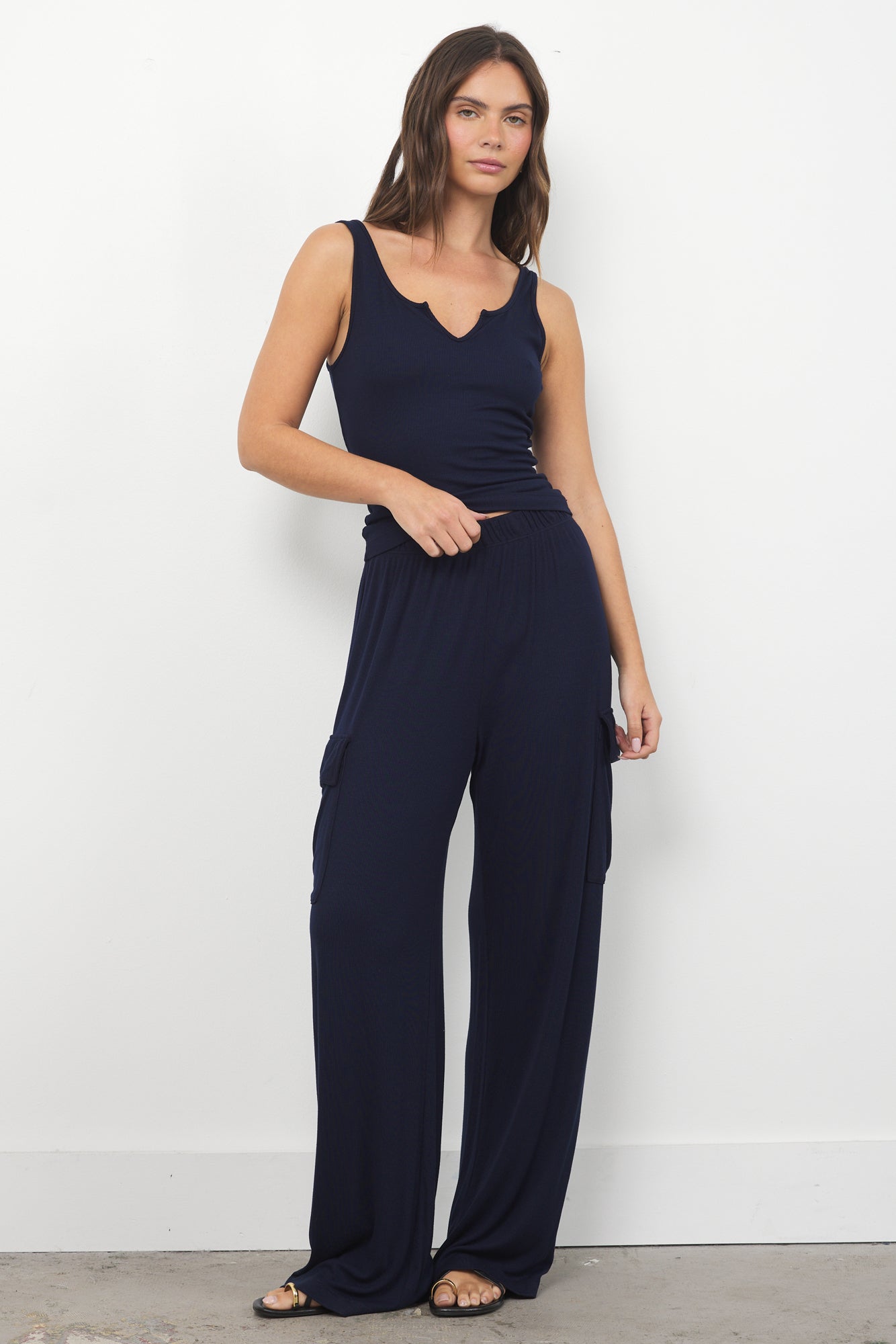 FREYA RIBBED WIDE LEG CARGO PANT