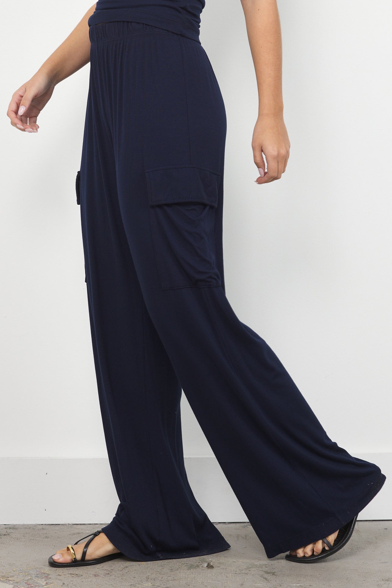 FREYA RIBBED WIDE LEG CARGO PANT