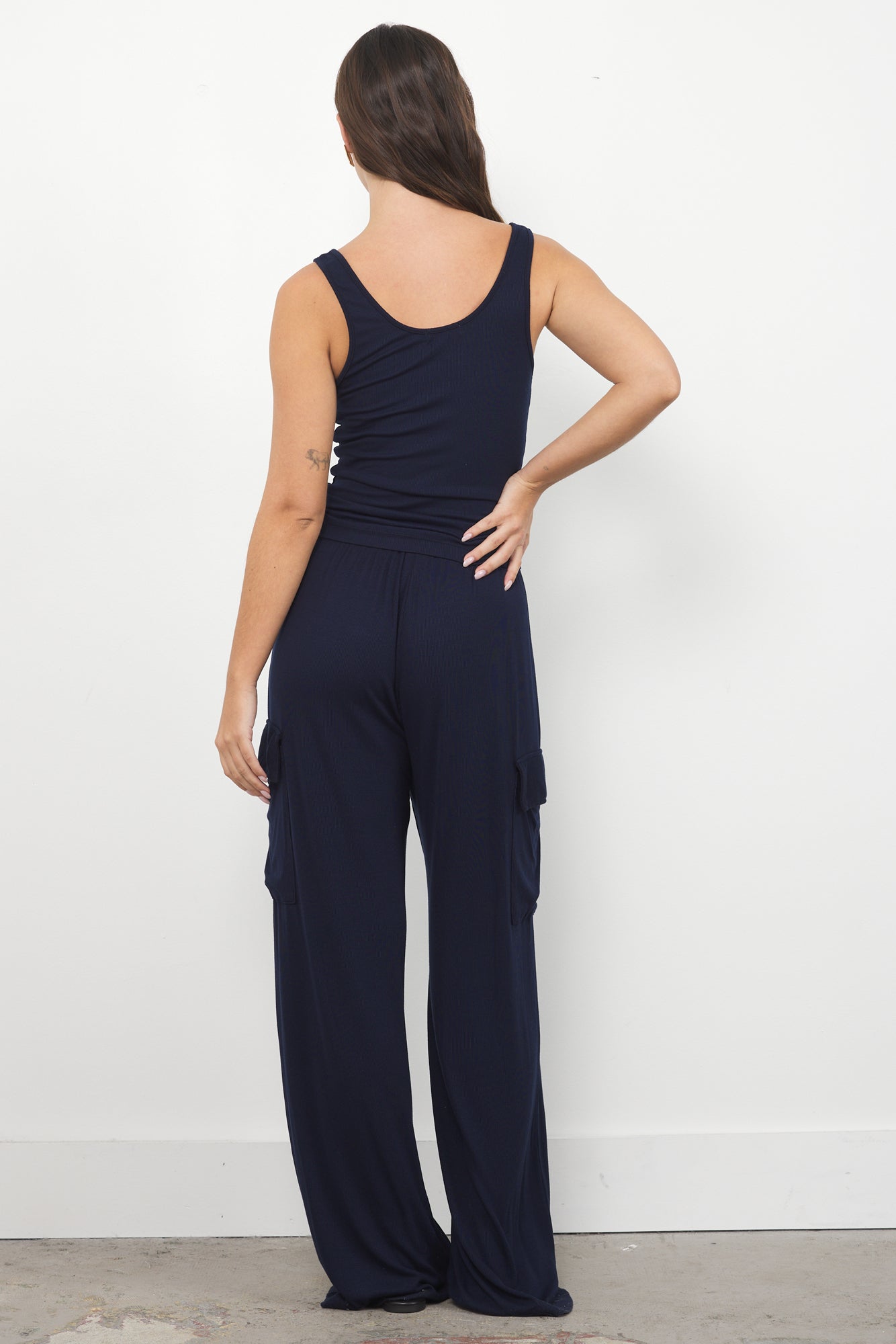 FREYA RIBBED WIDE LEG CARGO PANT