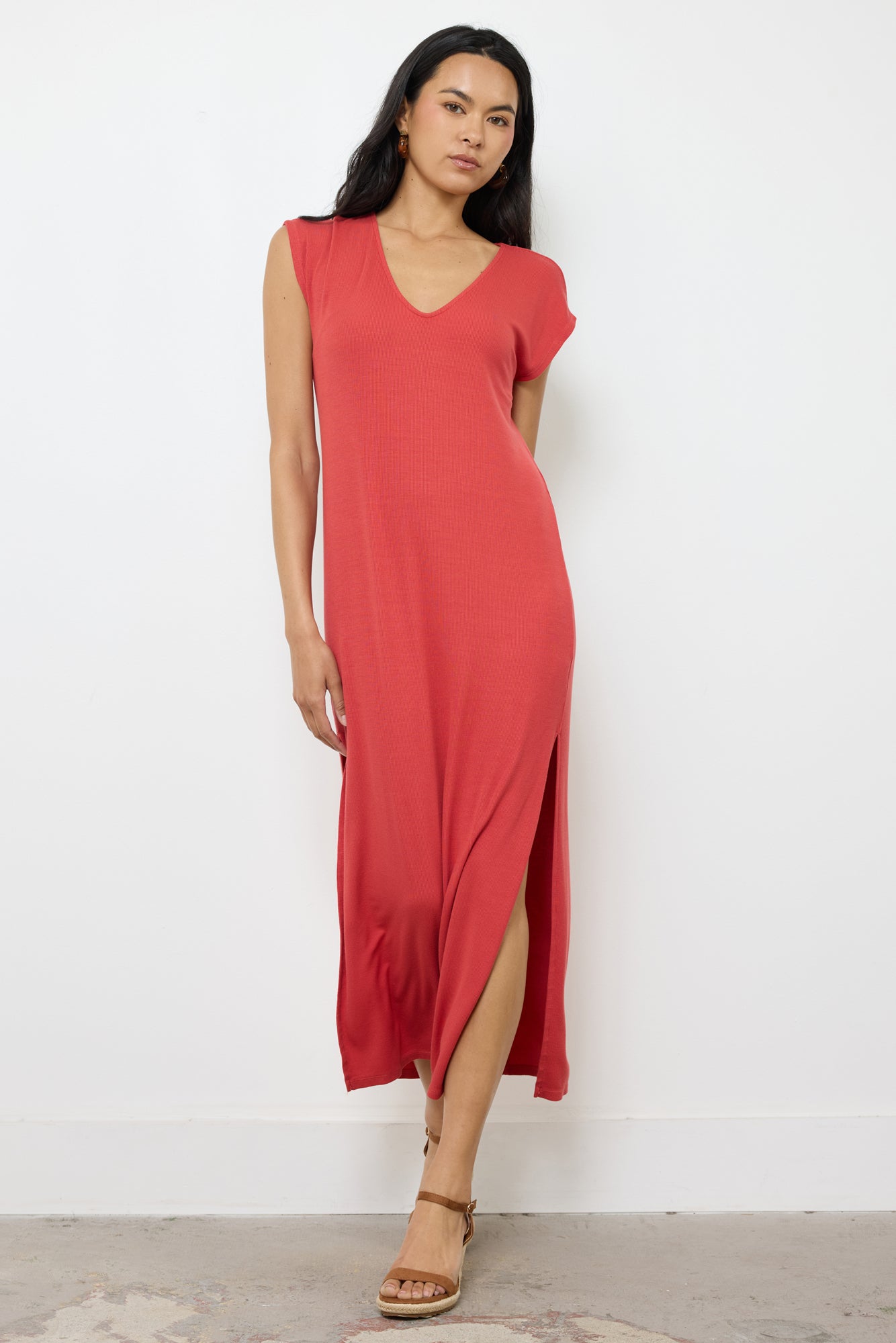 CELINE V NECK LONG DRESS
