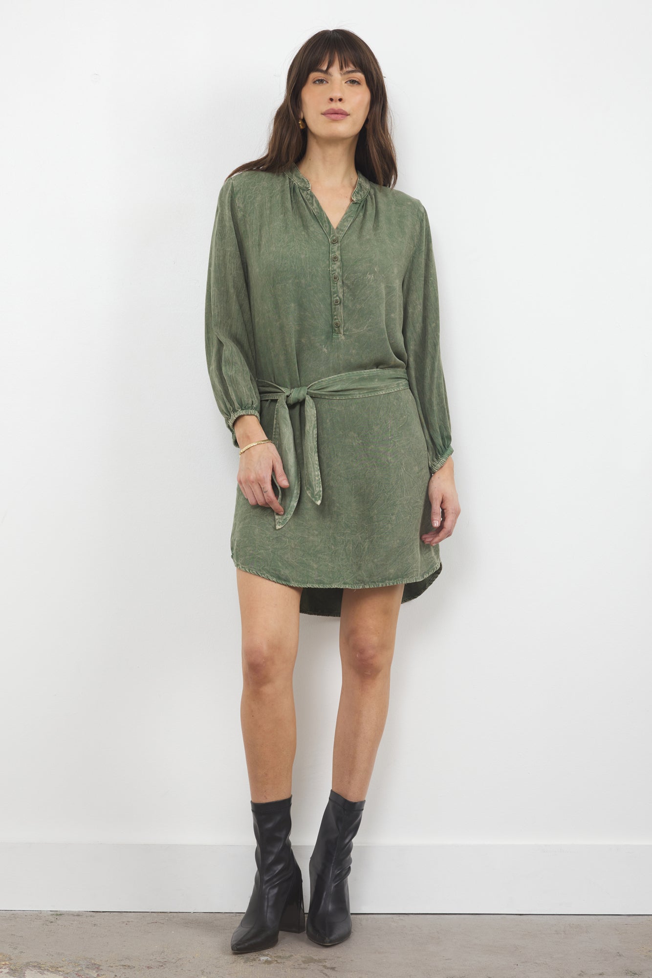 KRISTEN TWILL SHIRTDRESS W/ BUTTONS