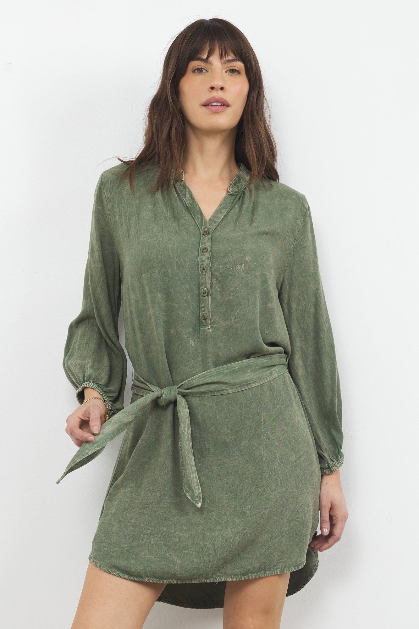 KRISTEN TWILL SHIRTDRESS W/ BUTTONS