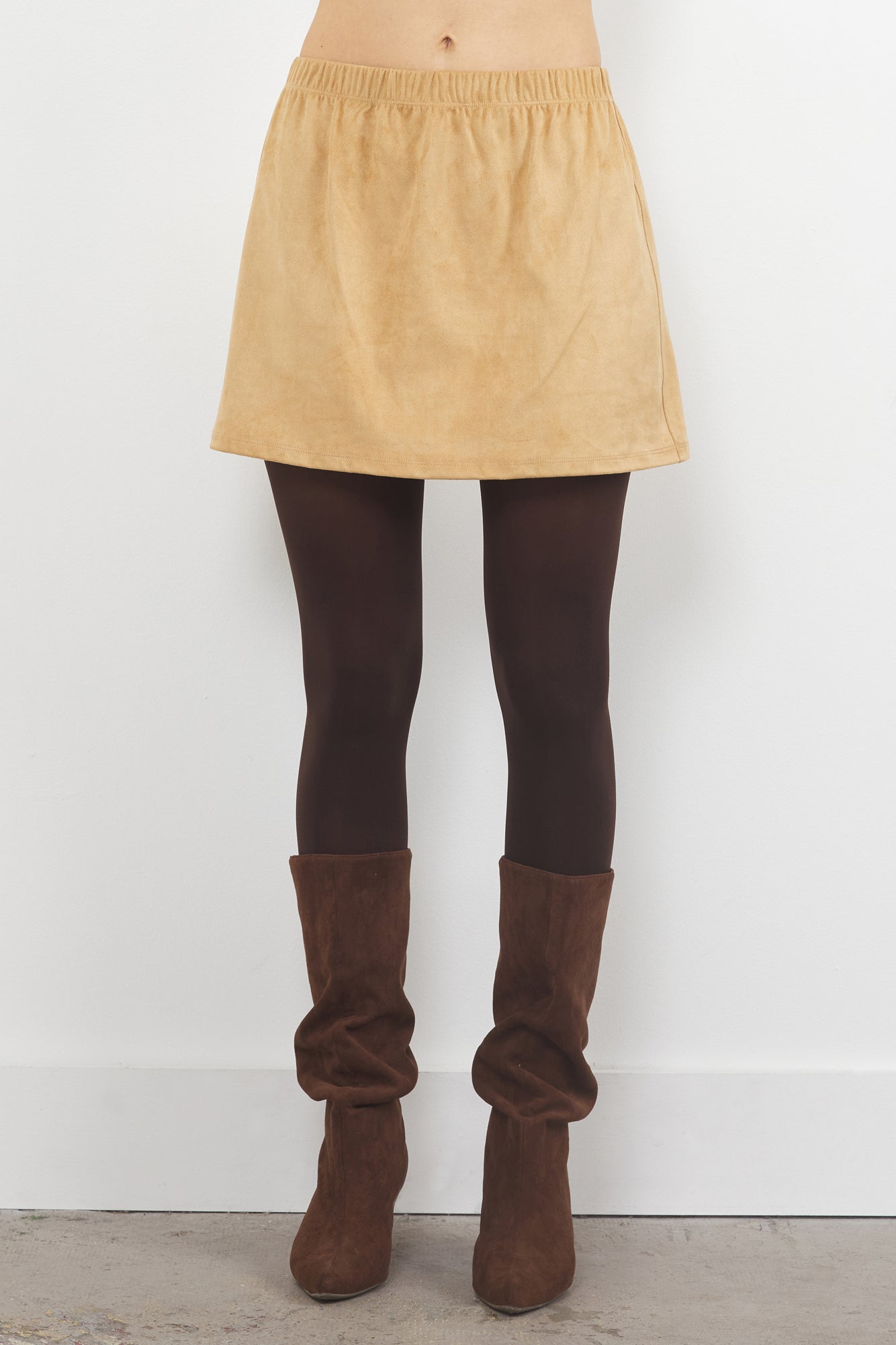 AM TO PM VEGAN SUEDE MINI SKIRT