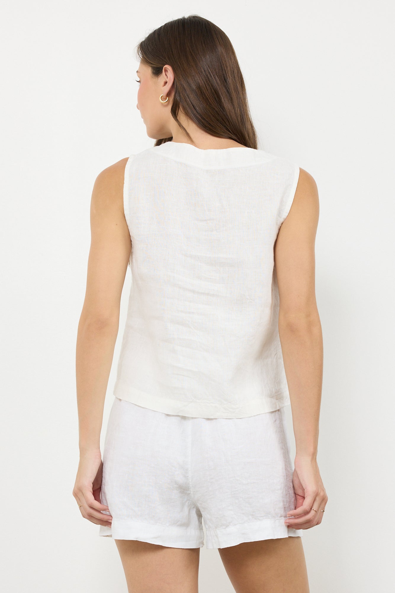 MAEVE V NECK LINEN MUSCLE TANK
