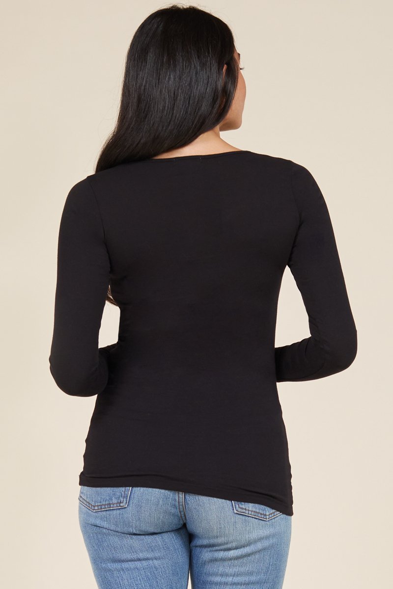 back of black long sleeve tee