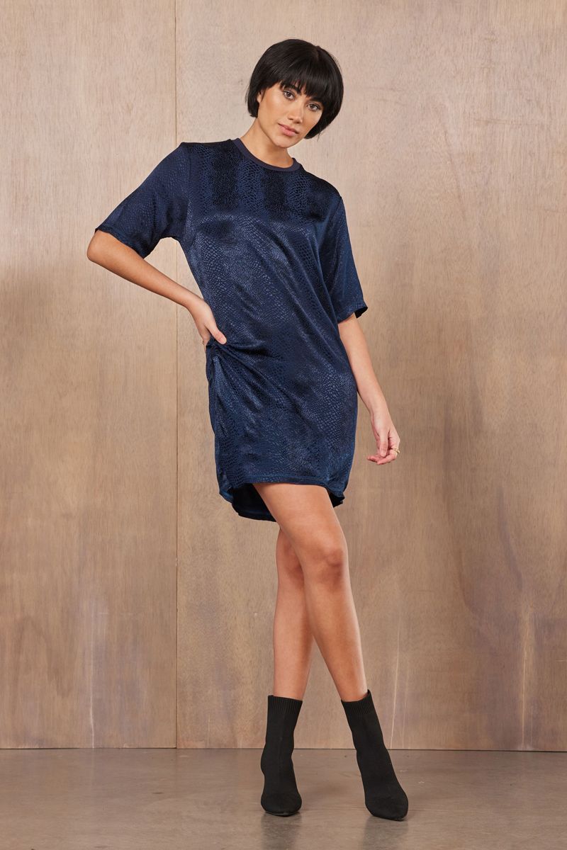LOREN SNAKE PRINT T SHIRT DRESS