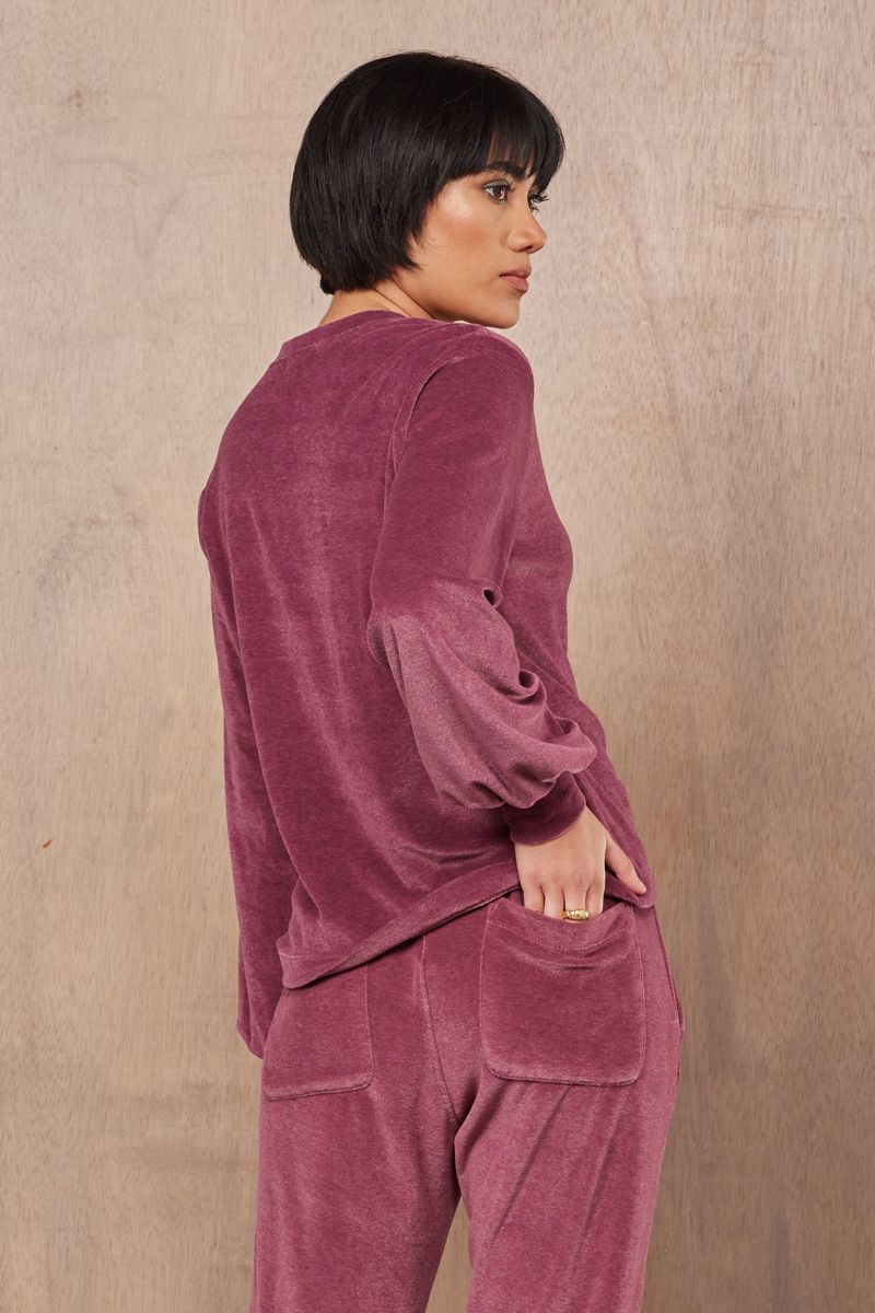 GWEN VELOUR VOLUME SLEEVE TOP