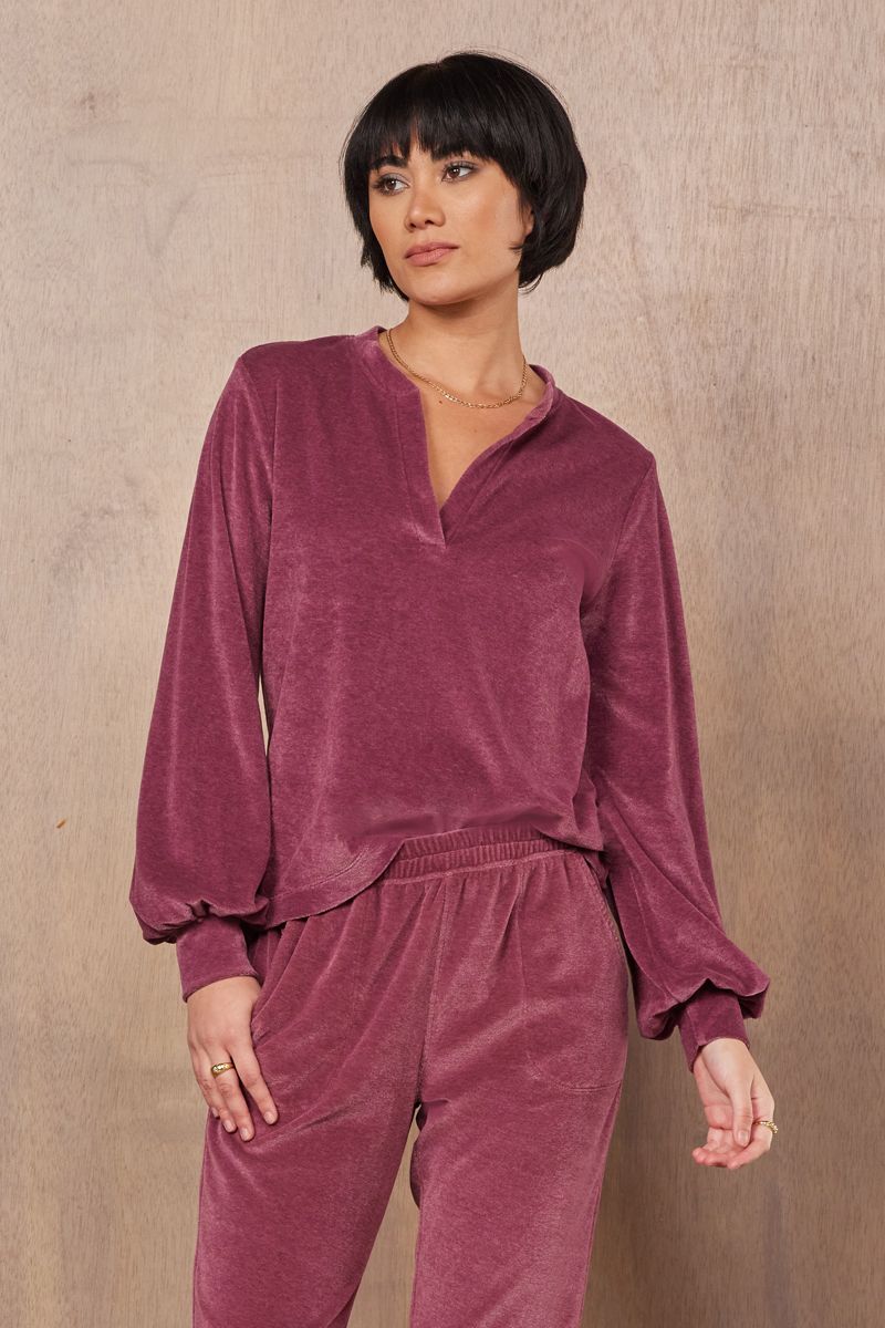 GWEN VELOUR VOLUME SLEEVE TOP