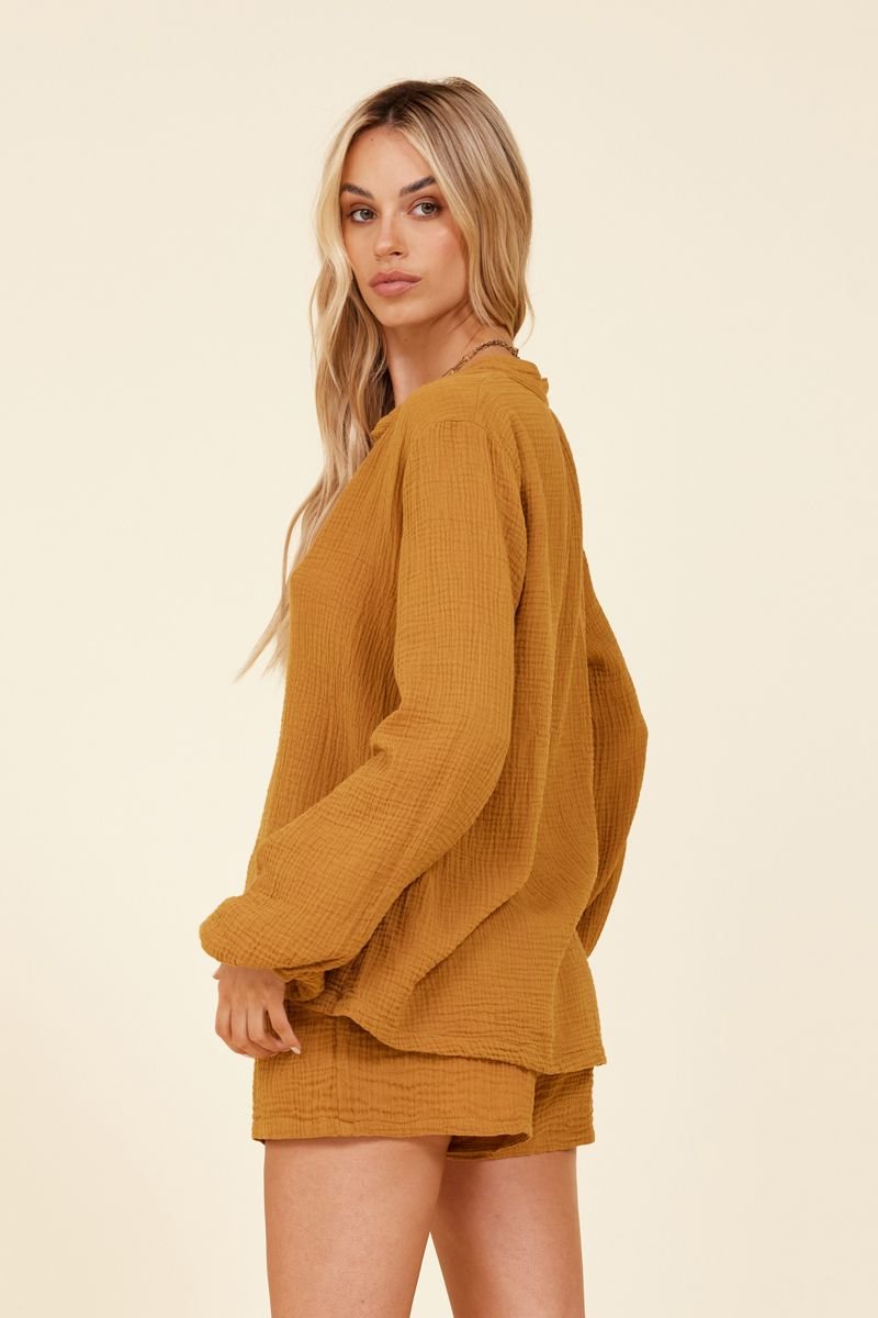 SANTA FE GAUZE LONG SLEEVE TOP