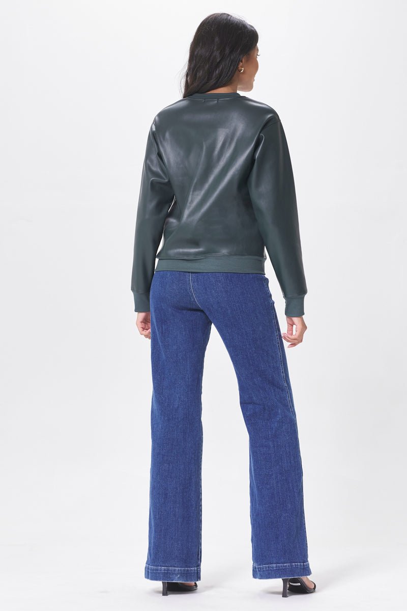 VARSITY VINTAGE FIT VEGAN LEATHER SWEATSHIRT - FINAL SALE