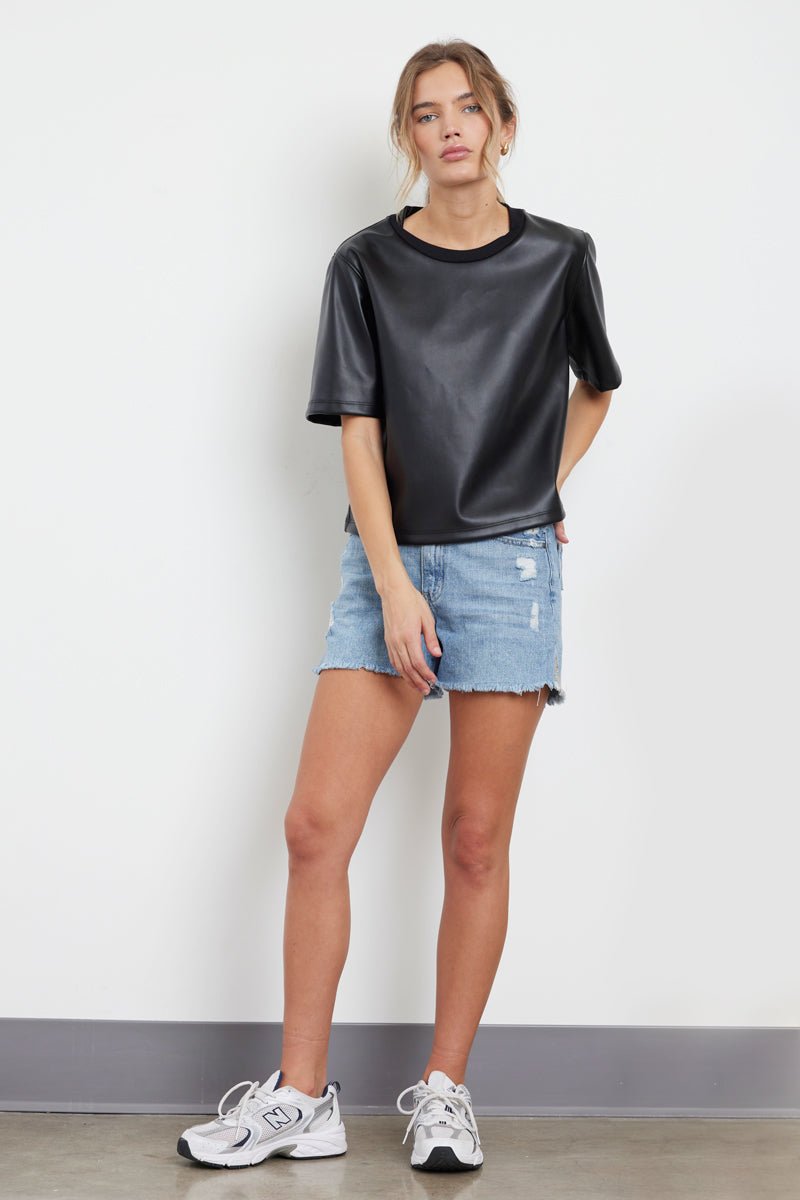 NIGHTS IN THE CITY VEGAN LEATHER TOP