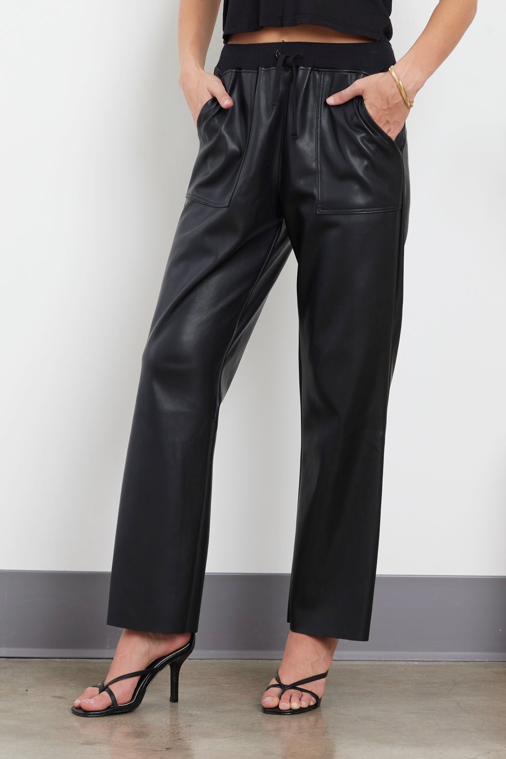 CROP FLARE VEGAN LEATHER PANT - FINAL SALE