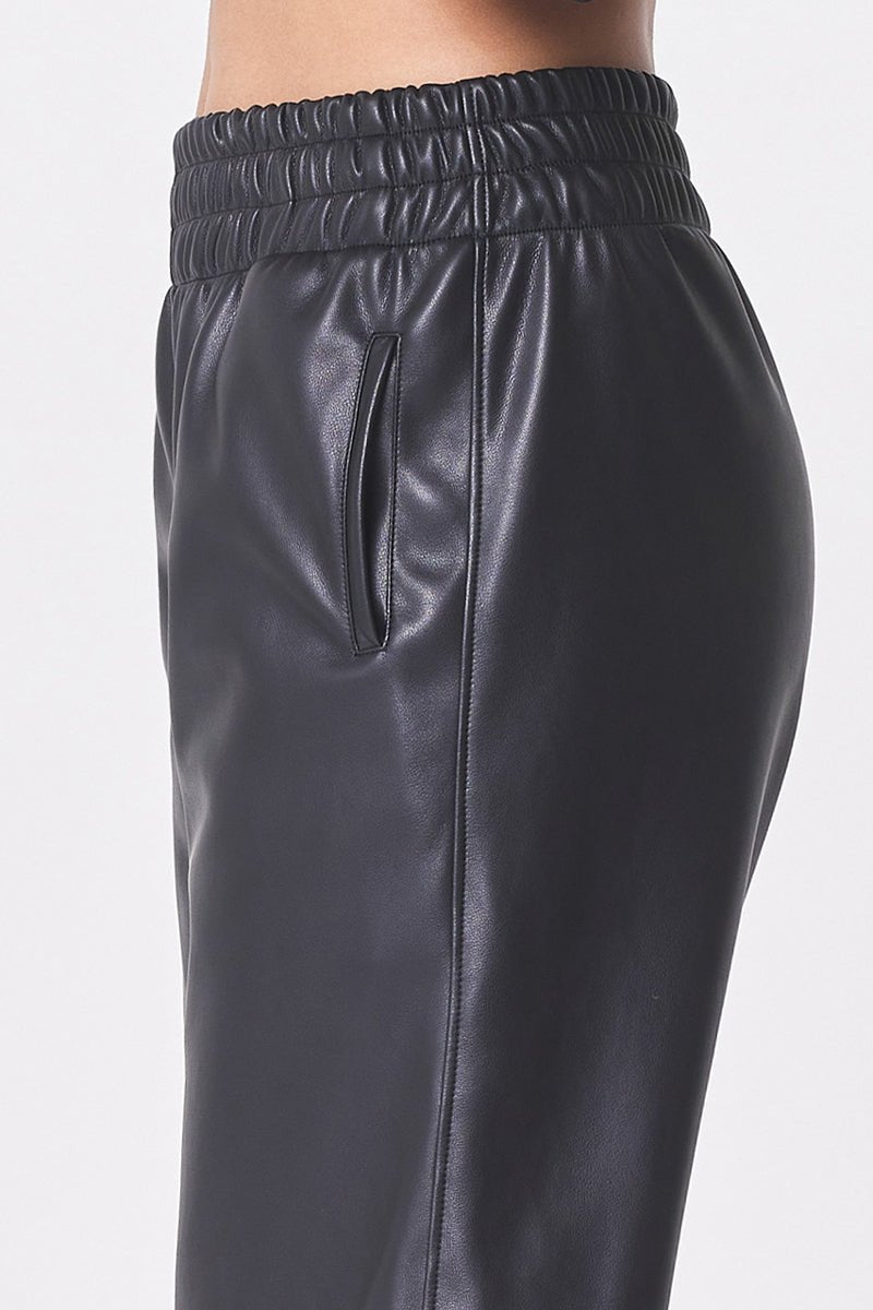 WINSOME WIDE LEG VEGAN LEATHER PANT