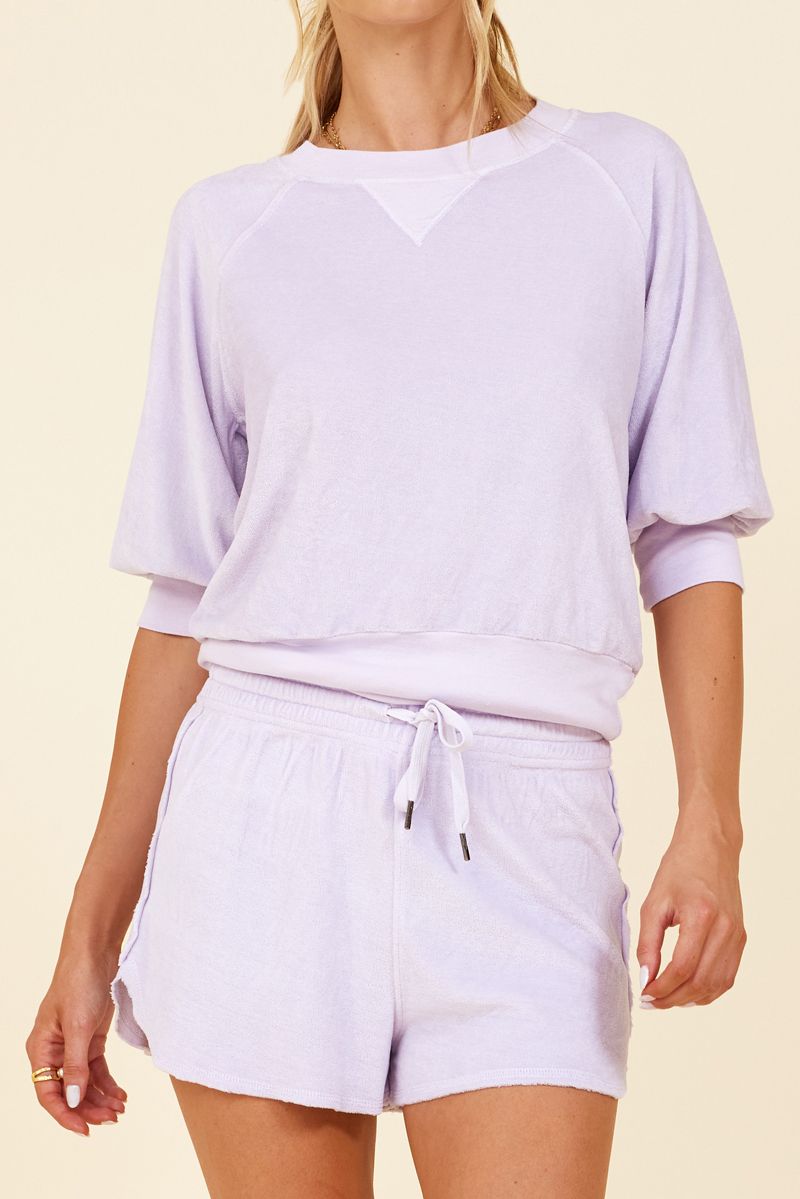 CHARMING PUFF SLEEVE VELOUR SHIRT