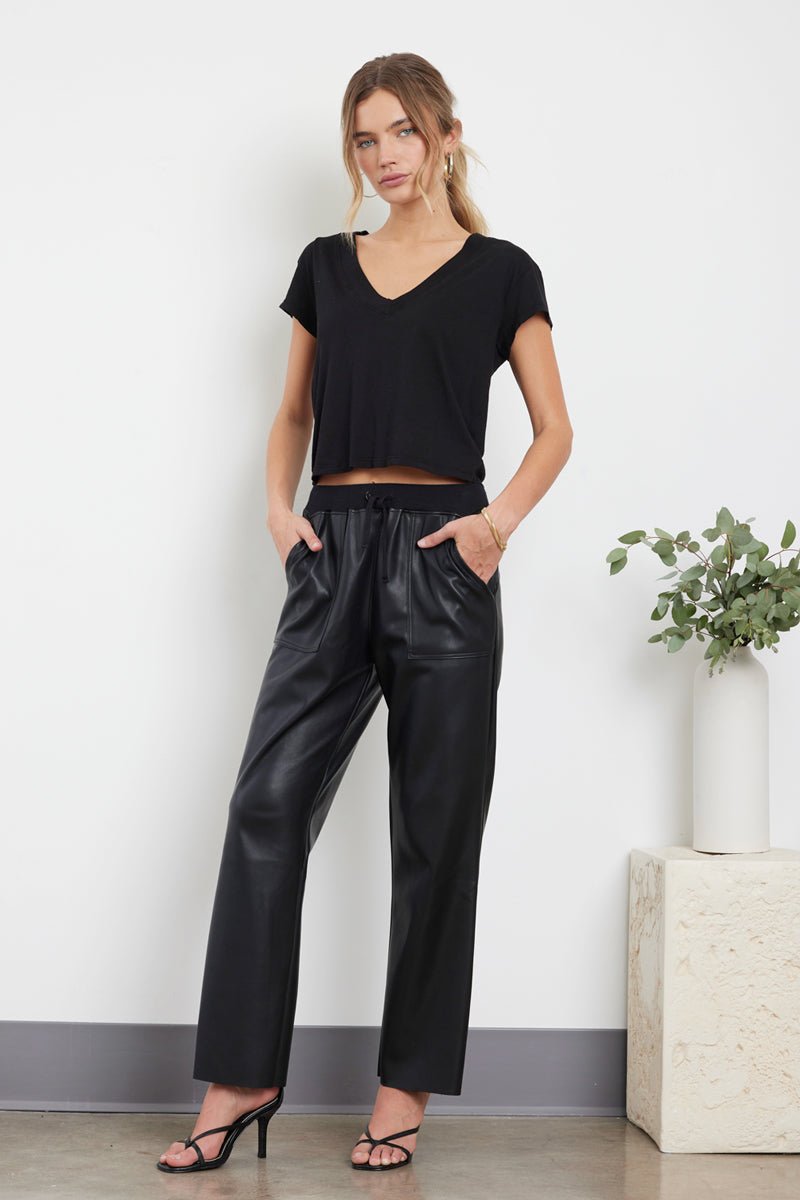 SURI ORGANIC DEEP V CAP SLEEVE TEE