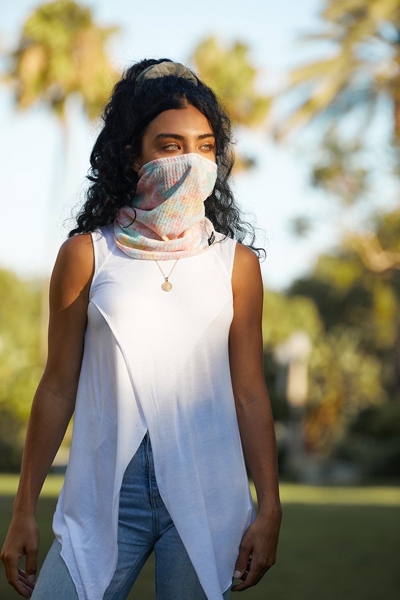 THE CALI WRAP - PINK WAFFLE WRAP MASK