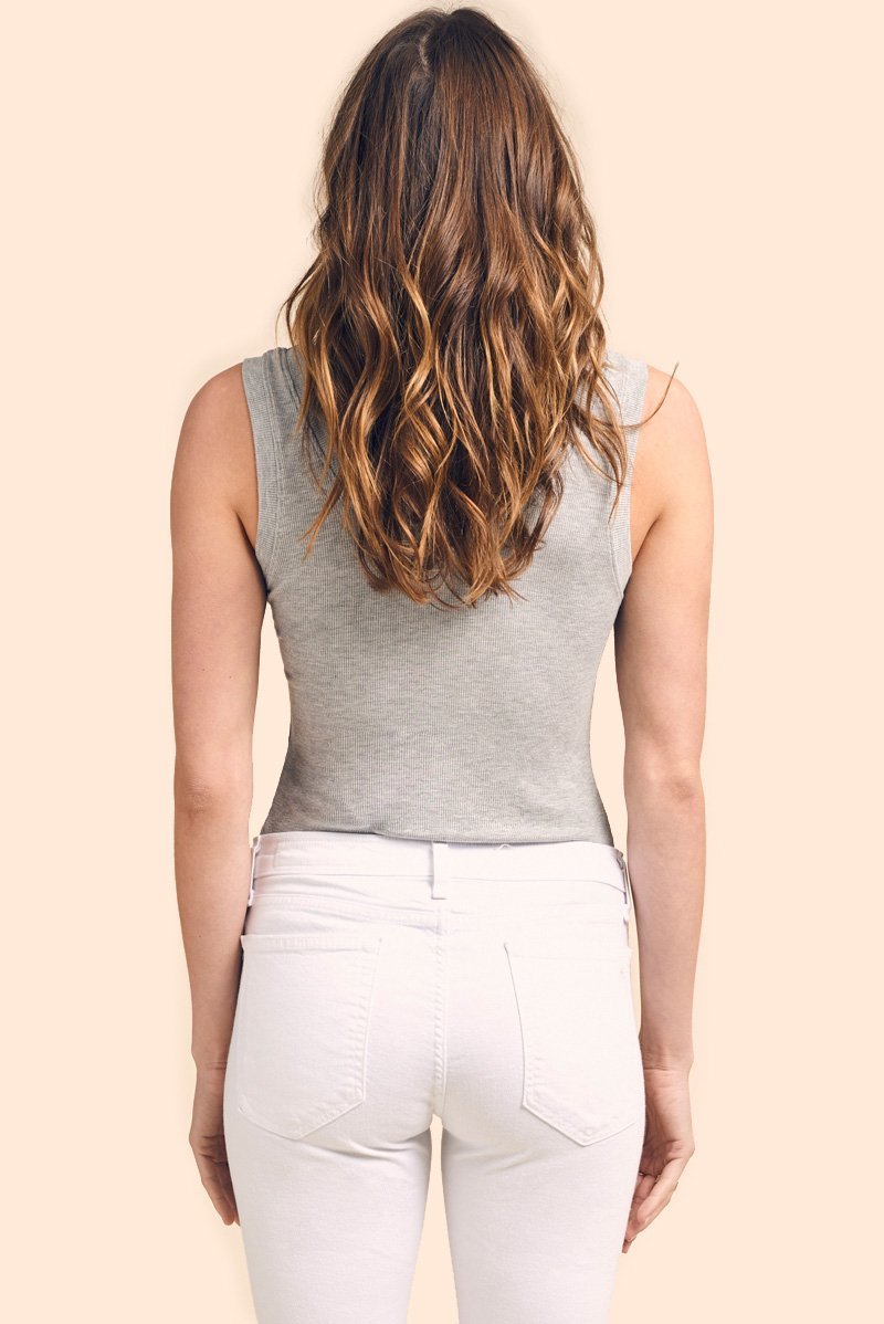 back of made in usa ribbed light gray tank