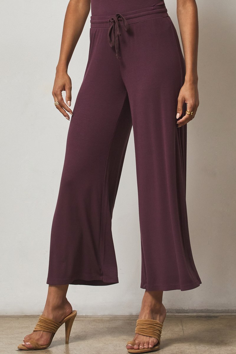 dark purple pant with drawstring waist