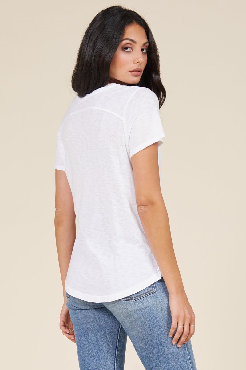 slub lightweight v neck tee in white