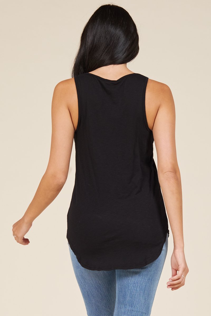 back of lightweight black tank