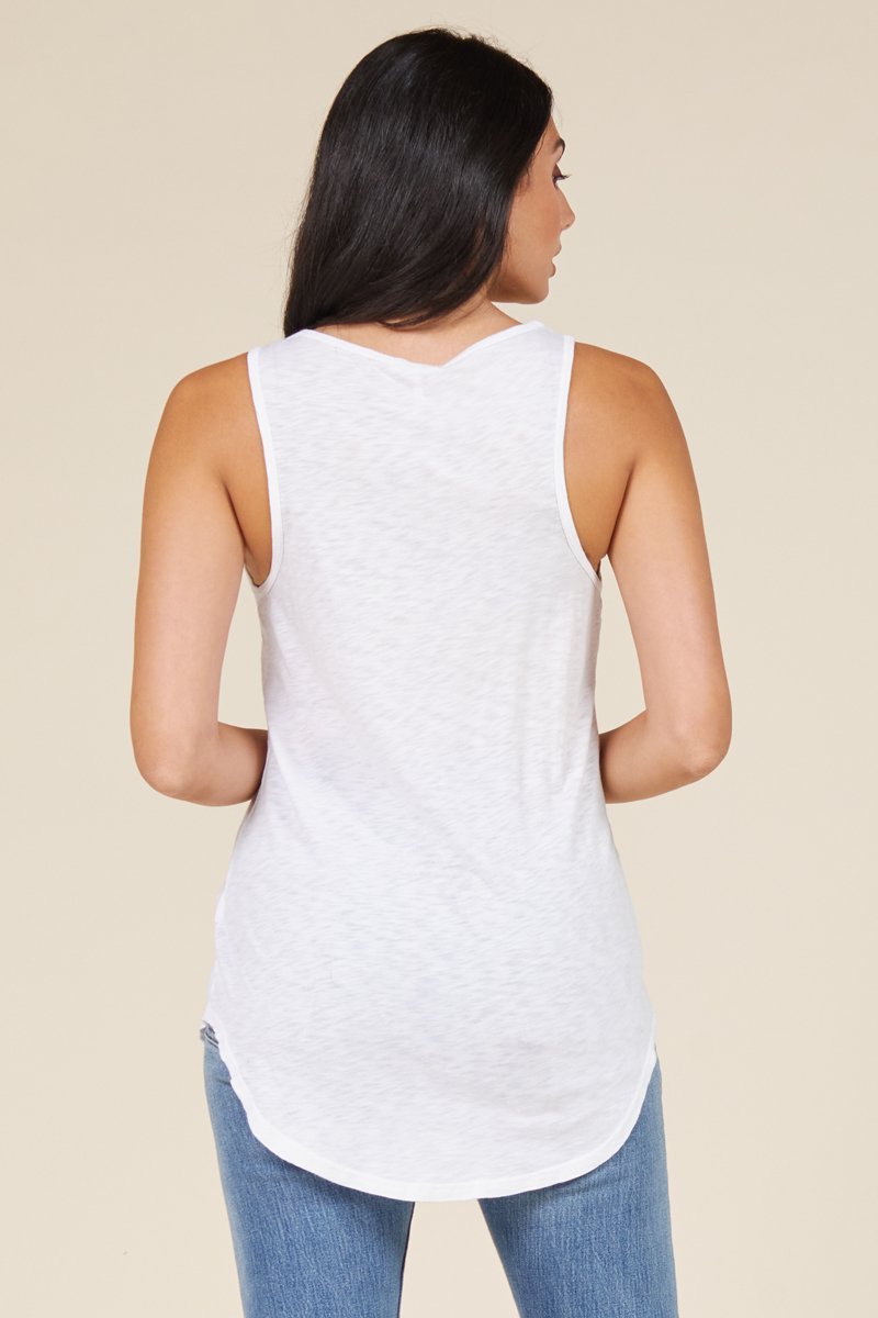 back of white slub jersey tank