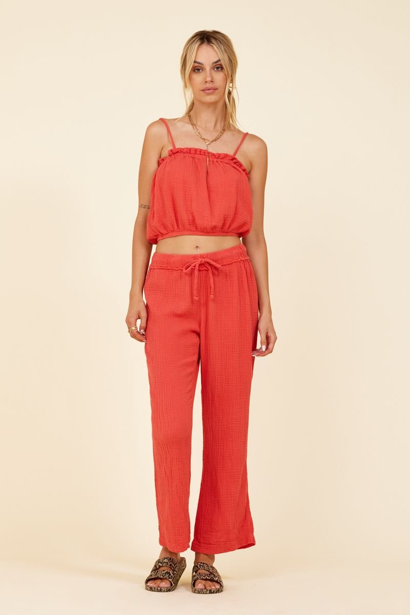 HIGHLAND AVE GAUZE CROP BEACH PANT