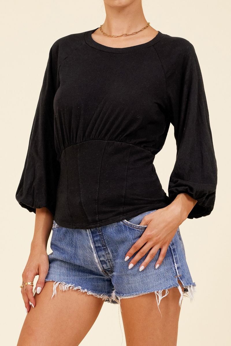 close up of casual black corset top